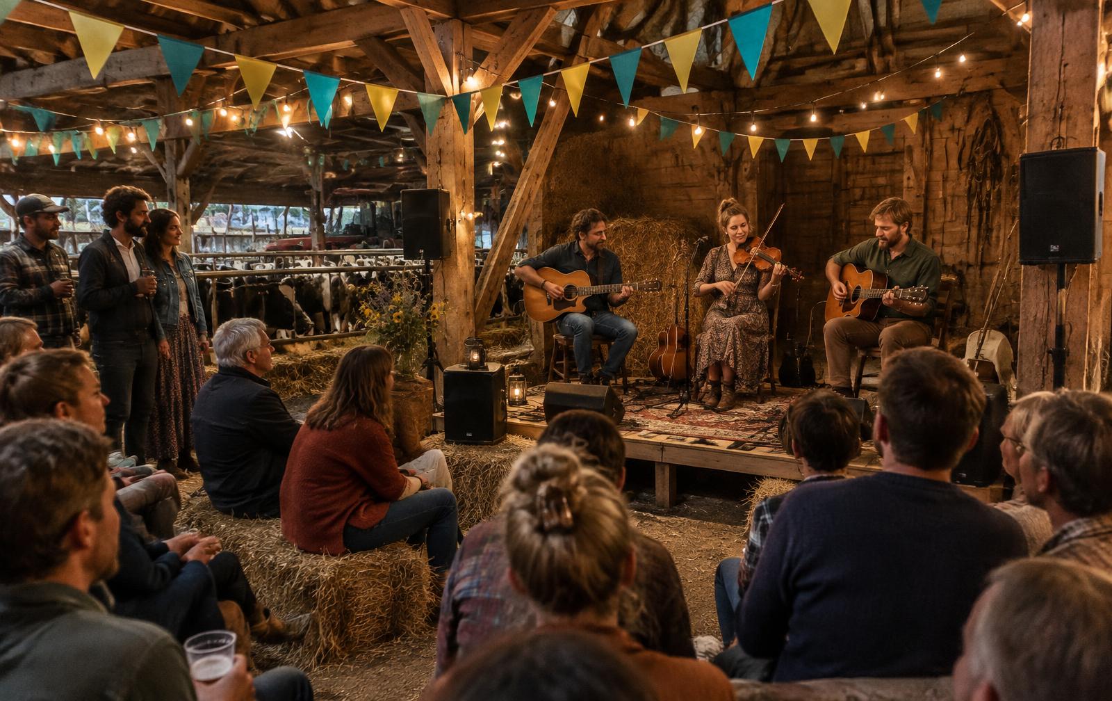 Sfeerbeeld van live folk in de schuur